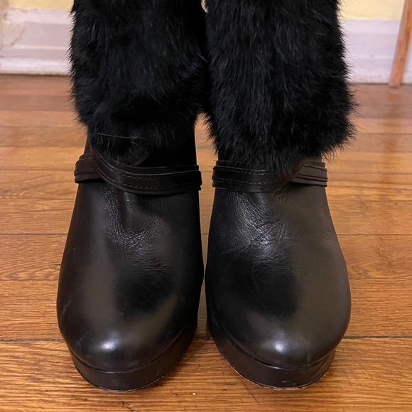 COACH Athena fur boots leather boot real RABBIT fur vintage boot Ankle Boot - Picture 6 of 6